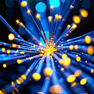 Close-up Of Fiber Optic Cables With Close-up Large