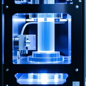 A Blue Machine With A Blue Light Shining On It