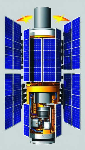 A Large, Cylindrical Structure With A Solar Panel On Top