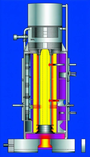 A Large, Colorful Machine With A Yellow And Purple Striped Design