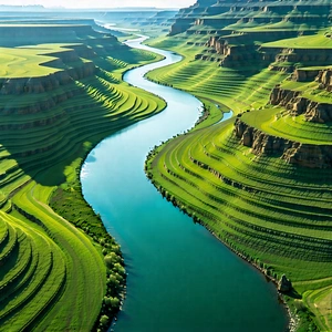 Nature Geometric Design: Aerial View Of Winding (river:1.44) With Beautiful River