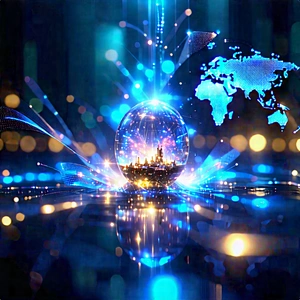 Digital Transformation Visualization With Large, Blue,