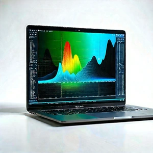 Laptop With Data Visualization With Laptop Computer