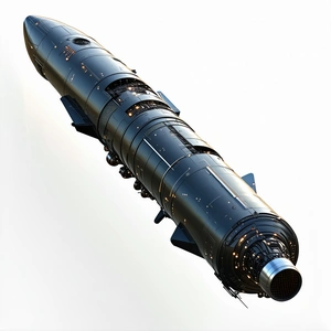 A Large, Sleek, And Shiny Missile Is Shown In A Close-up View