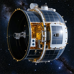 A Space Station With A Large Dome-shaped Structure
