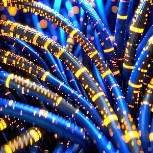 Close-up of fiber optic cables