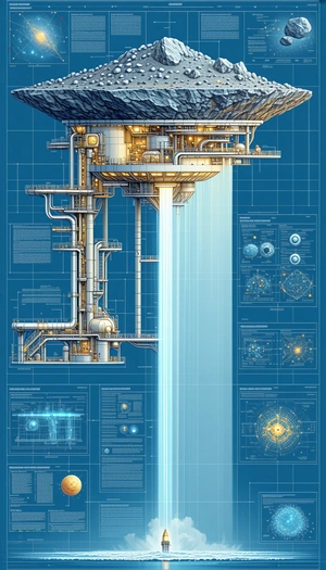 A Blue And White Drawing Of A Large Structure Is Displayed