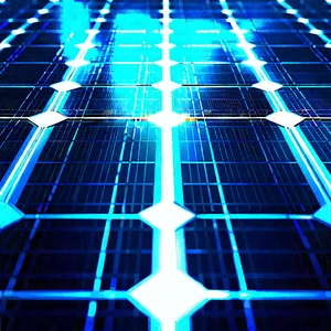 Solar Panel With Blue Light Glow With Blue Background