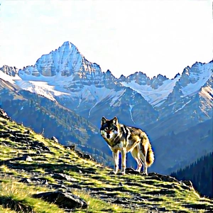Nature Architectural Photography: Wolf In Mountain Terrain With Wolf Standing