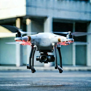 Drone With Data Visualization With White Drone