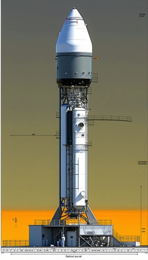A Large White Rocket Is Shown In A Computer-generated Image