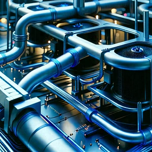 Tech Isometric Design: Close-up of cooling system