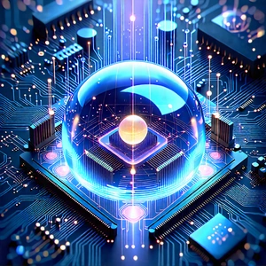 Tech Diagram Style: Quantum Computer With Data Streams With Image, There