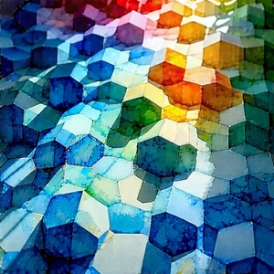 Abstract Watercolor Painting: Hexagonal pattern with diffuse lighting