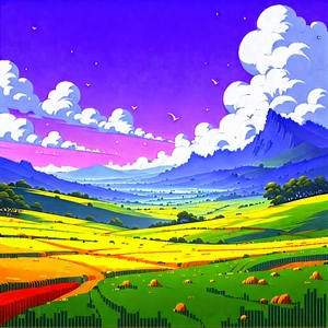Abstract Fantasy Art: Color Field With Analogous Color Palette With Colorful Painting