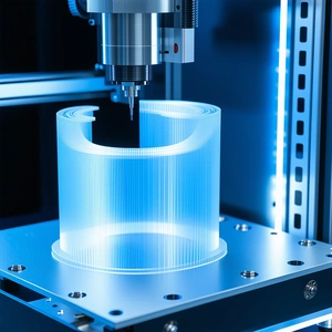 A Machine Is Cutting A Piece Of Plastic With A Laser