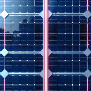 Tech Infographic Style: Solar panel with neon accents