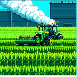 Agricultural Technology In Manufacturing Facility With Cartoon-like Drawing