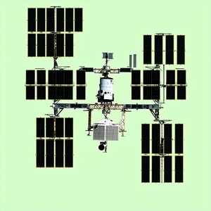 A Large Space Station With A Satellite Dish On Top