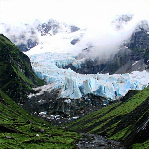 Nature Product Photography: Glacier In Rainy Season With Large Glacier