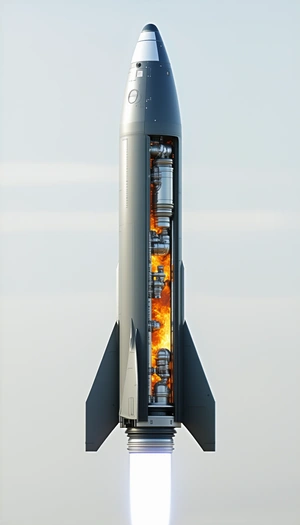 A Rocket Is Shown In The Image, With Its Engine Compartment Open