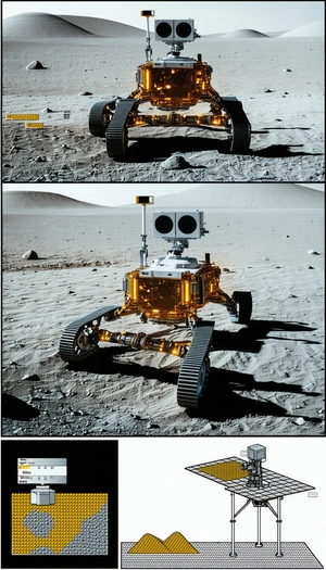The Image Is A Split-screen Display Of A Robotic Vehicle On A Dirt Surface