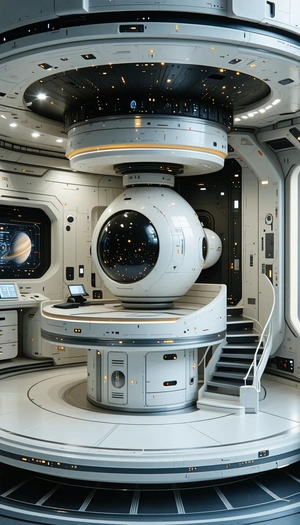 In The Image, There Is A Large White Sphere Located In The Center Of The Room