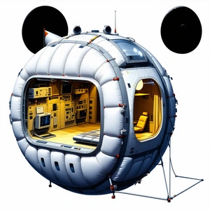 A Large, White, Inflatable Spacecraft With A Dome-shaped Structure