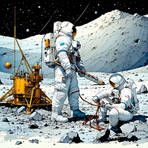 In The Image, There Are Two Astronauts On The Moon, Standing Next To Each Other