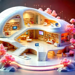 Futuristic Digital Workspace With Futuristic, White,