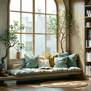 Lifestyle Advertising Photography: Reading Nook With Minimalist Decor With Image, There