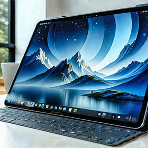 Tablet with digital artwork