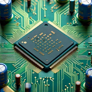 Tech Etching: Close-up of microprocessor