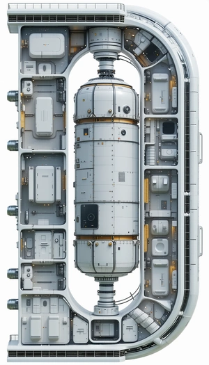 A Large, White Spacecraft With A Hollowed-out Center
