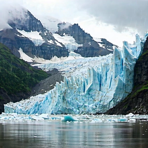 Nature Advertising Photography: Glacier In Rainy Season With Large Glacier
