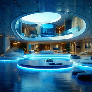 Futuristic Smart Home With Large, Modern,