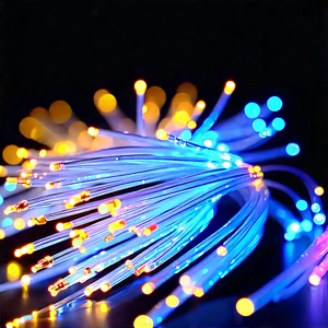 Close-up of fiber optic cables