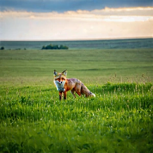 Nature Cinema 4d: Fox In Prairie Grassland With Small Standing