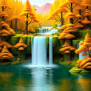 Nature Landscape Photography: Waterfall pool surrounded by autumn trees