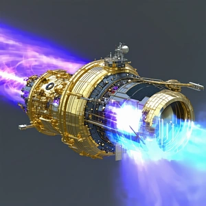 A Futuristic Spacecraft Is Shown In A Close-up View