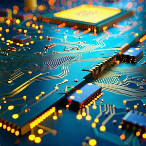 Close-up Of Electronic Circuit With Close-up Computer