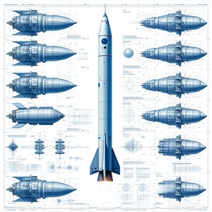 blue rocket ship shown series