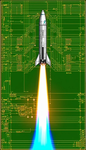 A Rocket Is Shown In A Diagram, With Its Engine And Fuel Lines Clearly Visible