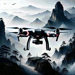 Drone With (digital:1.32) Artwork With Image, Black