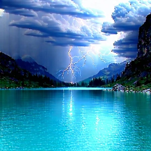 Nature Digital Art: Storm Clouds Over Alpine (lake:1.27) With Beautiful Lake