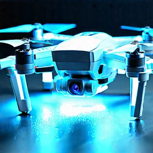Drone With Glowing Screen With Blue White