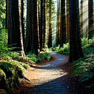 Nature Abstract Design: Path Through Redwood (forest:1.44) With Serene Forest