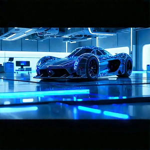 Automotive Technology In Modern Laboratory With Futuristic Parked