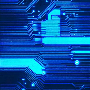 Circuit board with blue light (glow:1.15)