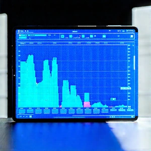 Tablet With Data Visualization With Large Computer